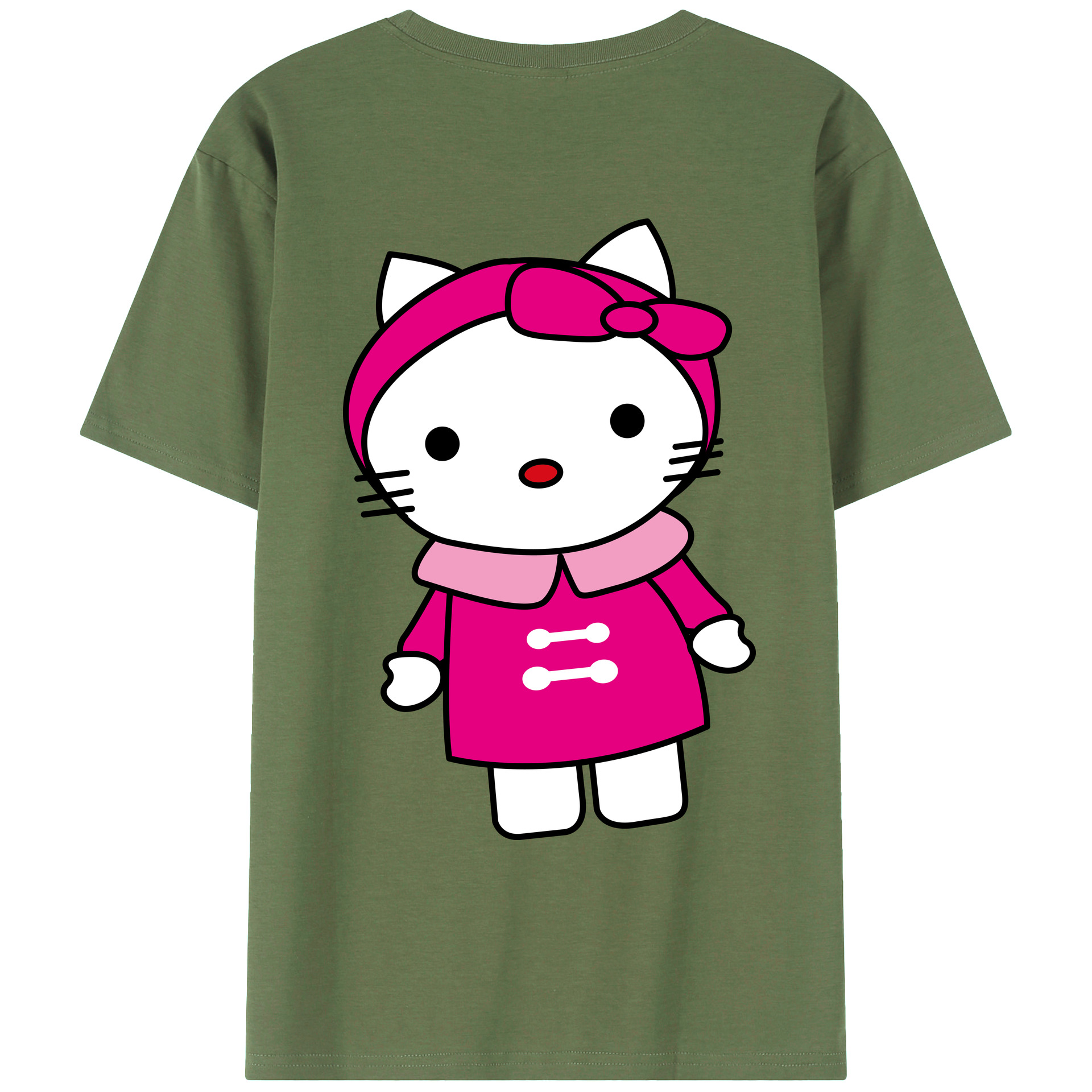 （画像用） Hello Kitty ハローキティ 綿100％ メンズ半袖Tシャツ（バックプリント） 通気性